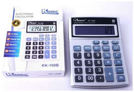 Калькулятор настольный 12-разрядный KK-100B 138*102 (черный/серебристый корпус, картонная упаковка) (40052) 19848594165864