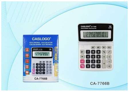 Калькулятор настольный 12-разрядный CA-7766B 2 вида питания 144*112 (черный/серебристый корпус, картонная упаковка) (36063) 19848594169527