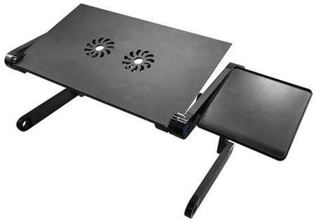 Складной столик подставка для ноутбука с охлаждением, регулируемый, 420х260 мм, Brauberg 513619
