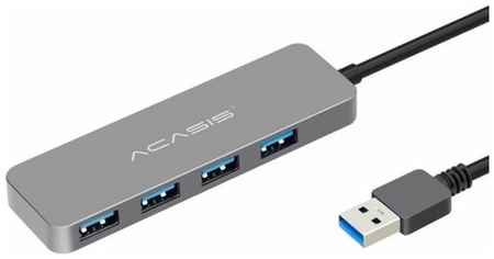 Хаб USB Acasis HS-080 на 4 порта USB 3.0, 30 см, серый 19848596623381