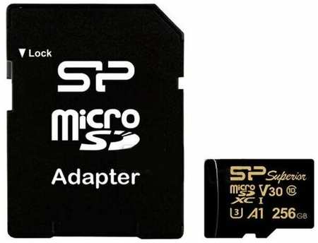 Карта памяти Silicon Power Superior Golden A1 microSDXC Class 10 UHS-I U3 A1 256GB + SD adapter (SP256GBSTXDV3V1GSP) (черный)