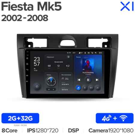 Штатная магнитола Teyes X1 Wi-Fi Ford Fiesta Mk VI 5 Mk5 2002-2008 9″