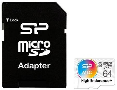Карта памяти Silicon Power microSDXC 64 ГБ Class 10, UHS-I U3, адаптер на SD, белый