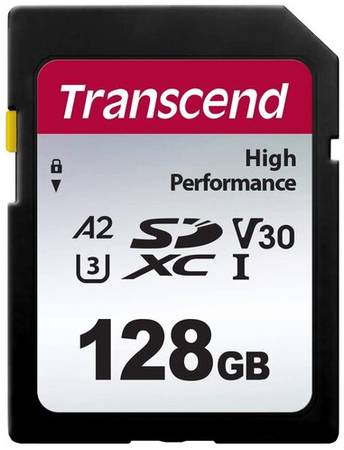 Карта памяти Transcend SDXC 128 ГБ Class 10, V30, A2, UHS Class 3, R/W 100/85 МБ/с, 1 шт., черный 19848611669900