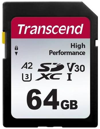 Карта памяти Transcend SDXC 64 ГБ Class 10, V30, A2, UHS-I U3, R/W 100/85 МБ/с, черный 19848613752866