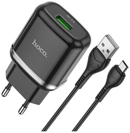 Сетевое зарядное устройство Hoco N3 Vigour + кабель micro-USB, 18 Вт