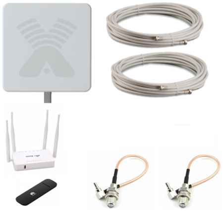 Антэкс Комплект усиления сигнала интернет 3G / 4G LTE для дачи с антенной AGATA-F MIMO 17 дБ 19848614526173