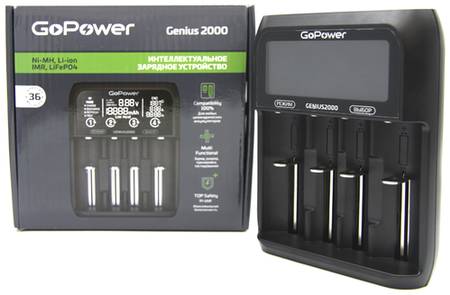 Зарядное устройство для аккумуляторов GoPower Genius2000 Ni-MH/Ni-Cd/Li-ion/IMR/LiFePO4 на 4 слота 19848622468020