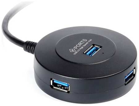 SmartBuy USB 3.0 хаб с выключателями, 4 порта, СуперЭконом круглый, черный, SBHA-7314-B/100 19848624932205