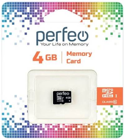 Карта памяти Perfeo microSD 4GB (Cl10) без адаптера 19848625406562