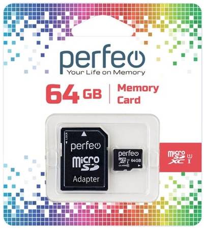 Карта памяти Perfeo microSDXC 64GB (Cl10) UHS-1 без адаптера 19848625417121