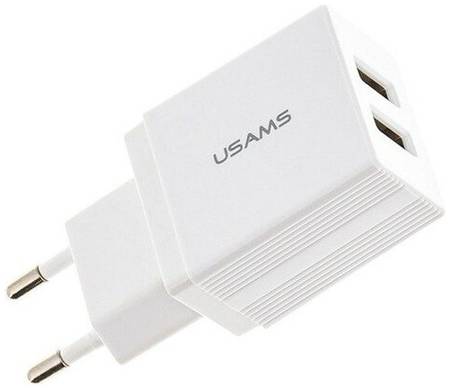 СЗУ USB 2.1A 2 выхода USAMS US-CC090 T24 белый 19848629168307