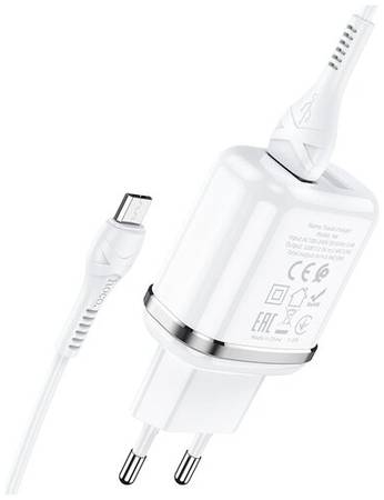 Сетевое зарядное устройство Hoco N4 Aspiring + кабель micro-USB, 12 Вт, белый 19848629976302