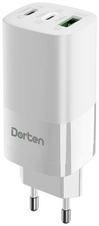 Сетевое ЗУ Dorten 65W GaN QC+2USB-C/PD белое