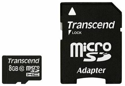 Карта памяти Transcend microSDHC 8 ГБ, UHS-I, 1 шт. 19848636060101