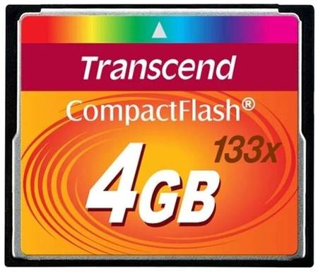 Карта памяти Transcend Compact Flash 4 ГБ Class 10, V10, A1, UHS-I U1, R/W 20/18 МБ/с, 1 шт., оранжевый