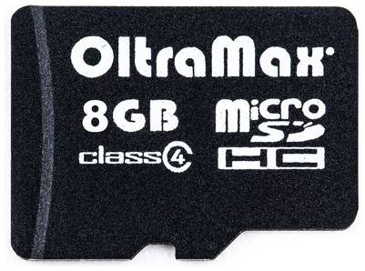 Карта памяти OltraMax microSDHC 8 ГБ Class 4, 1 шт., белый