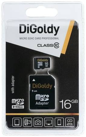 Карта памяти Digoldy microSDHC 16 ГБ Class 10, V10, A1, UHS-I U1, 1 шт., черный 19848636063137