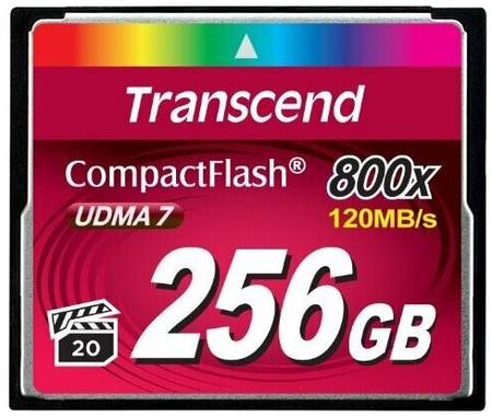Карта памяти Transcend Compact Flash 256 ГБ Class 10, R/W 120/60 МБ/с, 1 шт., черный 19848636063193