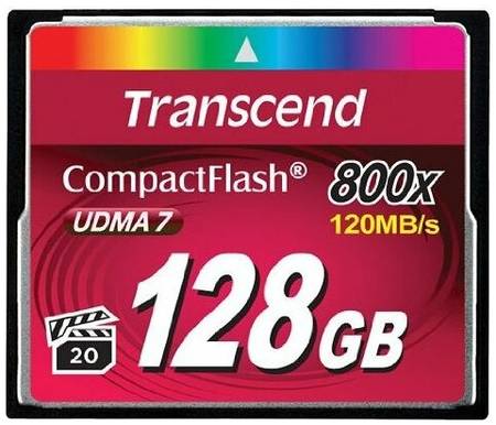 Карта памяти Transcend Compact Flash 128 ГБ, R/W 120/60 МБ/с, 1 шт., черный