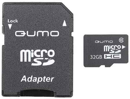 Карта памяти Qumo microSDHC 8 ГБ Class 10, V10, A1, UHS-I, R 90 МБ/с, адаптер на SD, 1 шт., красный