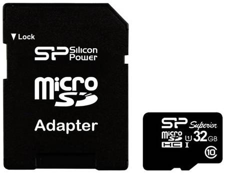 Карта памяти Silicon Power microSDHC 32 ГБ Class 10, UHS-I U1, R/W 90/45 МБ/с, адаптер на SD