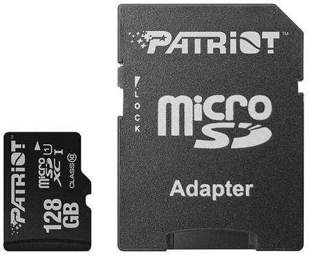 Карта памяти Patriot Memory microSDXC 128 ГБ Class 10, UHS Class 1, R 80 МБ/с, адаптер на SD, белый/серый 19848636063511