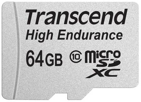 Карта памяти Transcend microSDXC 64 ГБ Class 10, UHS-I, R/W 21/20 МБ/с, адаптер на SD, серебристый 19848636063528