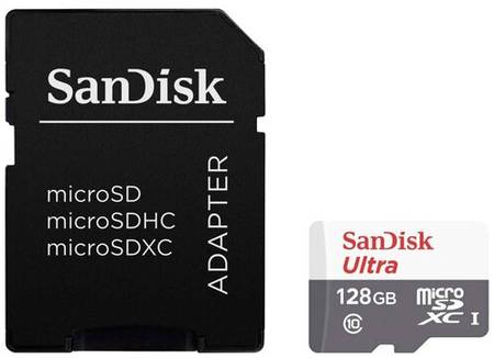 Карта памяти SanDisk microSDXC 128 ГБ Class 10, UHS-I, R/W 80/10 МБ/с, адаптер на SD, 1 шт. 19848636063553