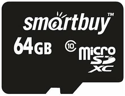 Карта памяти SmartBuy microSDXC 64 ГБ Class 10, V30, UHS-I, R/W 20/17 МБ/с, 1 шт., черная 19848636063606