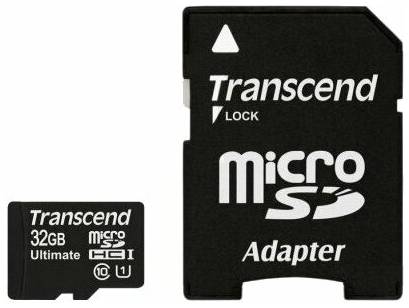 Карта памяти Transcend microSDHC 32 ГБ Class 10, UHS-I, R/W 90/45 МБ/с, адаптер на SD, 1 шт., черный 19848636063701
