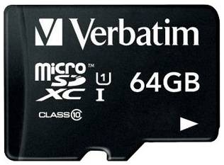 Карта памяти Verbatim microSDXC 64 ГБ Class 10, UHS-I, R 90 МБ/с, адаптер на SD 19848636063718