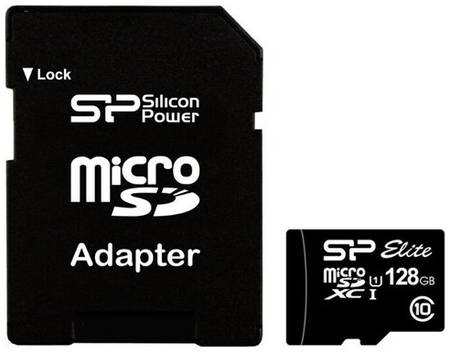 Карта памяти Silicon Power microSDXC 128 ГБ Class 10, V10, A1, UHS-I U1, R/W 75/15 МБ/с, адаптер на SD, 1 шт., черный 19848636063887