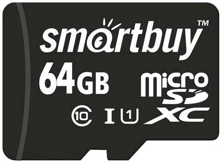 Карта памяти SmartBuy microSDXC 64 ГБ Class 10, V10, A1, UHS-I U1, R 80 МБ/с, адаптер на SD, 1 шт