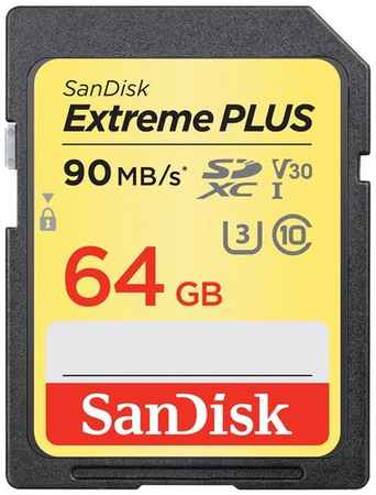 Карта памяти SanDisk SDXC 64 ГБ Class 10, V30, UHS-I U3, R 90 МБ/с, 1 шт