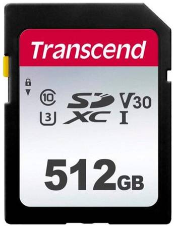 Карта памяти Transcend SDXC 512 ГБ Class 10, V30, UHS-I U3, R/W 100/85 МБ/с, 1 шт., разноцветный 19848636065610