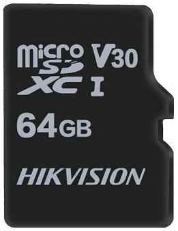 Карта памяти Hikvision microSDXC 64 ГБ Class 10, V30, A1, UHS-I U1, R/W 92/10 МБ/с, 1 шт., черный 19848636065653