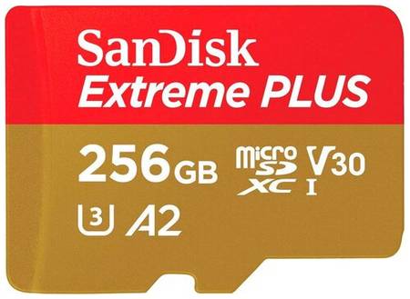 Карта памяти SanDisk microSDXC 256 ГБ Class 10, V30, A2, UHS-I U3, R/W 170/90 МБ/с, 1 шт., черный 19848636065663