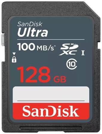 Карта памяти SanDisk SDXC 128 ГБ Class 10, V10, UHS-I, R 100 МБ/с, 1 шт., разноцветный