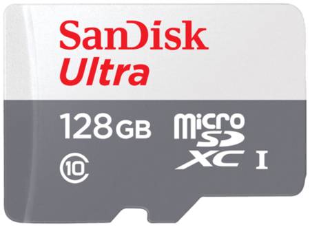 Карта памяти SanDisk microSDXC 128 ГБ Class 10, V10, A1, UHS Class 1, R 100 МБ/с, 1 шт., серый 19848636065710