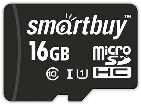 Карта памяти SmartBuy microSDHC 16 ГБ Class 10, UHS-I U1, R/W 18/30 МБ/с, 1 шт., черный