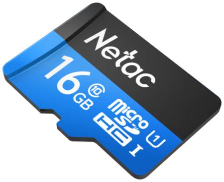 Карта памяти Netac microSDHC 16 ГБ Class 10, V10, A1, UHS-I U1, R 80 МБ/с, 1 шт., черный/синий