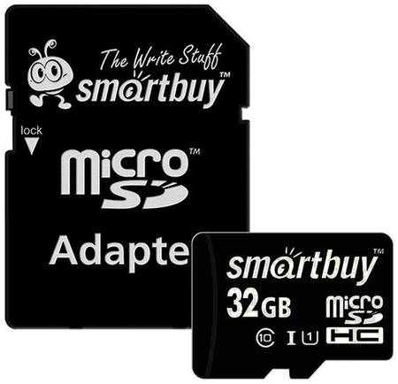 Карта памяти SmartBuy microSDHC 32 ГБ Class 10, V10, A1, UHS-I U1, R/W 25/30 МБ/с, адаптер на SD, 1 шт 19848636065802