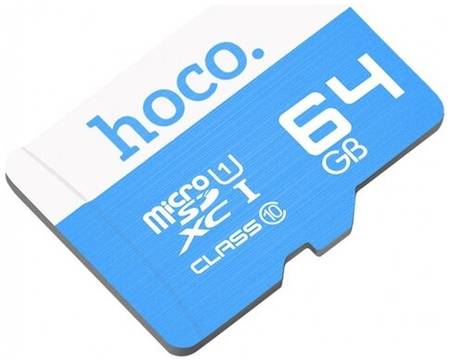 Карта памяти Hoco microSDHC 64 ГБ Class 10, 1 шт., голубой 19848636065866