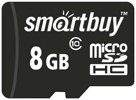 Карта памяти SmartBuy microSDHC 8 ГБ Class 10, R/W 23/17 МБ/с, 1 шт., черный