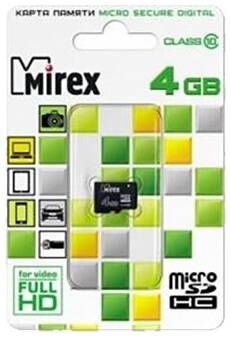 Карта памяти Mirex microSDHC 4GB Class 10 R/W 25/10 МБ/с (13612-MC10SD04) 19848636069311
