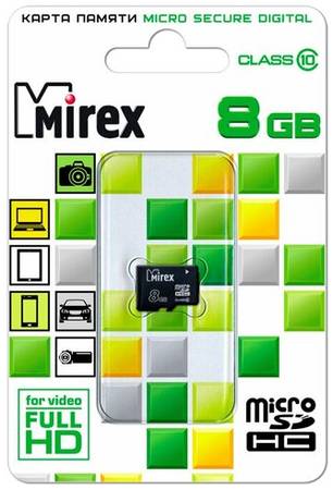 Карта памяти Mirex microSDHC 8GB Class 10 R/W 25/10 МБ/с (13612-MC10SD08) 19848636069317