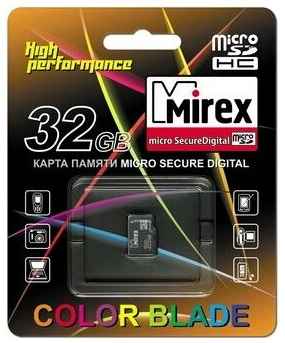 Карта памяти Mirex microSDHC 32 ГБ Class 4, R/W 12/5 МБ/с, белый