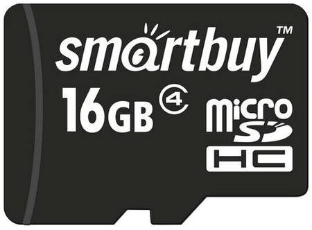 Карта памяти SmartBuy microSDHC 16 ГБ Class 4, R/W 30/10 МБ/с, адаптер на SD, черный 19848636069952