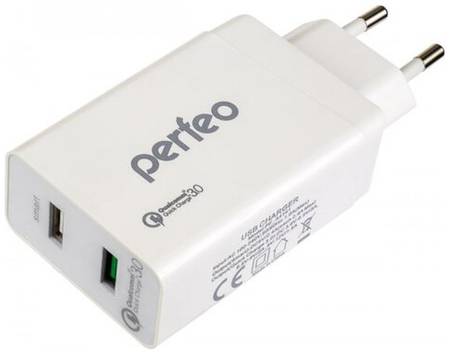 Сетевое зарядное устройство Perfeo FAST 2, белый 19848646066925